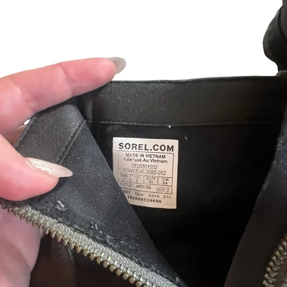 Sorel Lolla grey‎ leather and suede heeled ankle boots SZ 7 - Picture 8 of 10